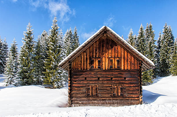 istock Beautiful Winter landscape with a small chalet 517496946