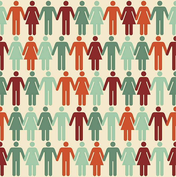 Seamless people holding hands togetherness background.