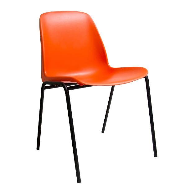 Standard plastic and metal chair Orange colour stackable stock pictures, royalty-free photos & images