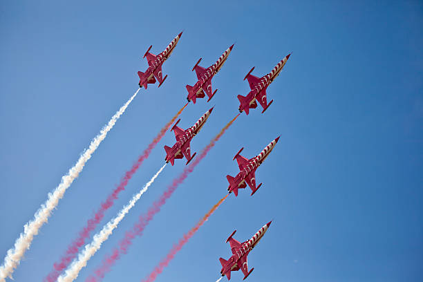 Fighter planes in airshow stock photo
