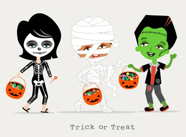 Vector illustration of Halloween Kids