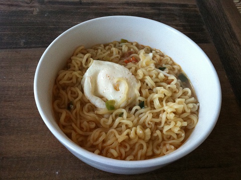 Prawn ramen noodles with eggs