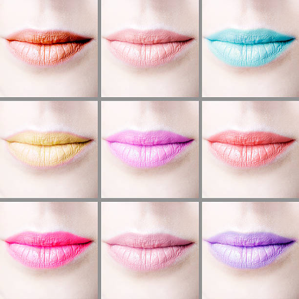 istock Female lips with colorful lipstick - collage 517503963