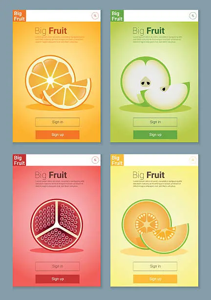 Vector illustration of Colorful Fruit banner for app design 1