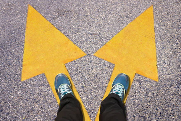 istock Feet and words Work and Life  painted on road 517512816