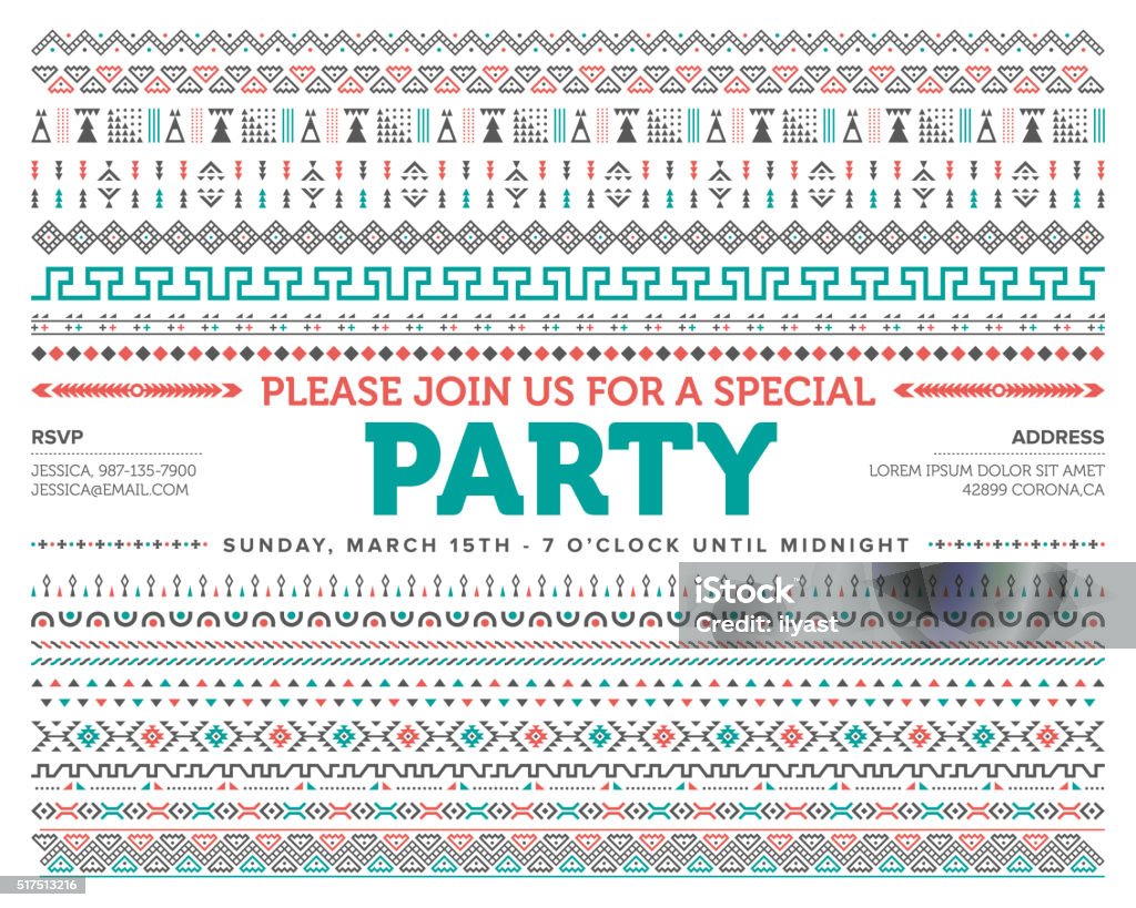 Party Invite Tribal Pattern Party invite with tribal pattern illustration. Pattern stock vector