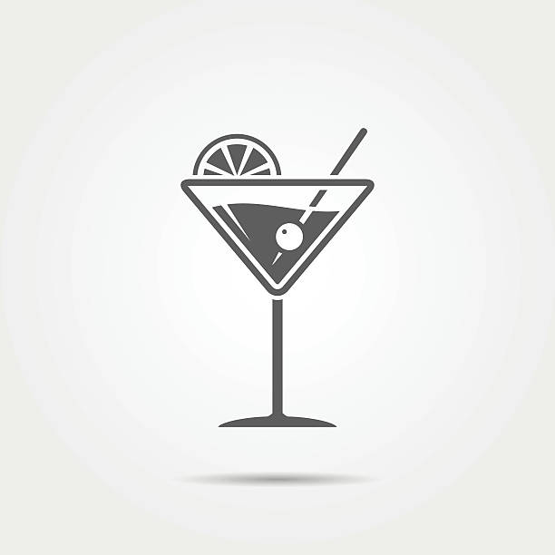 illustrazioni stock, clip art, cartoni animati e icone di tendenza di bicchiere da martini icona - cocktail martini olive vodka