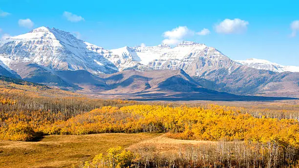 Photo of Southern Alberta prairie and foothills of the Rocky Mountains.