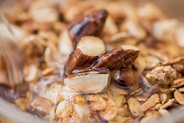 Breakfast granola with yogurt and strawberries