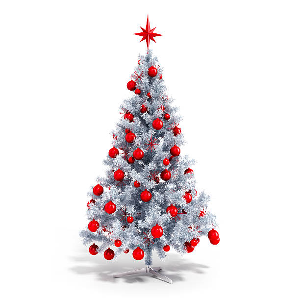 istock 3d beautiful Christmas tree with ornaments on white background 517517931