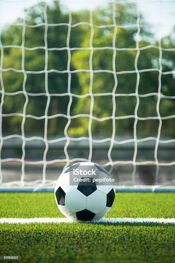 Soccer ball und das Ziel - Lizenzfrei Gras Stock-Foto