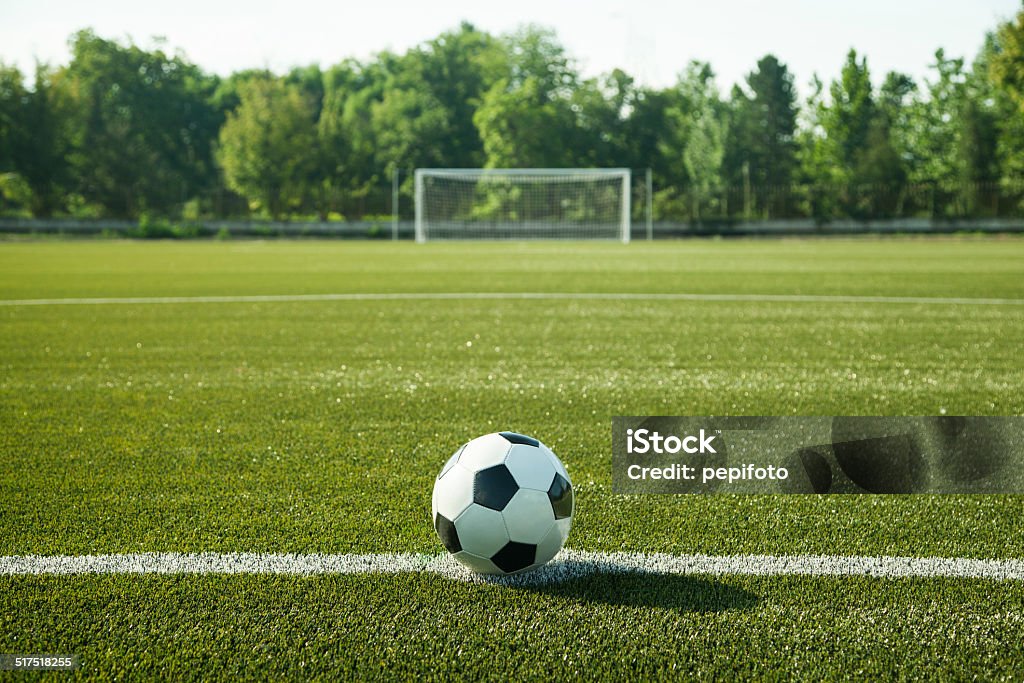 Soccer ball und das Ziel - Lizenzfrei Fußballplatz Stock-Foto