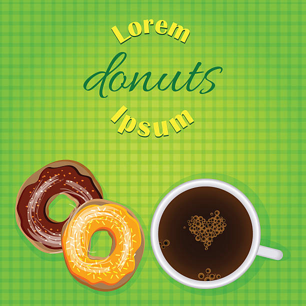 illustrazioni stock, clip art, cartoni animati e icone di tendenza di ciambelle e illustrazione vettoriale caffè e pasticceria café banner - coffee bagel donut coffee cup