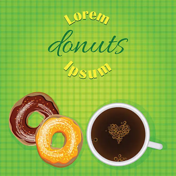 Vector illustration of Doughnuts and coffee vector bakery or cafe banner