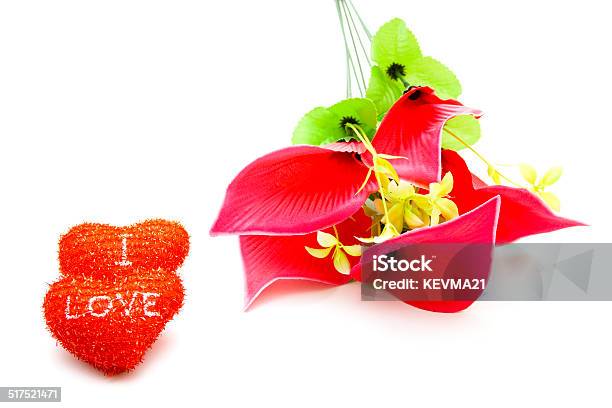 Red Hearts With Flowers Stock Photo - Download Image Now - Bud, Decorating, Decoration