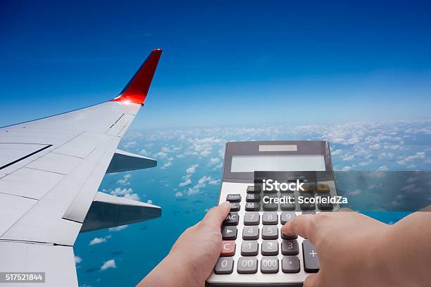 Travel Cost Calculation Concept Stock Photo - Download Image Now - Commercial Airplane, Budget, Credit Card