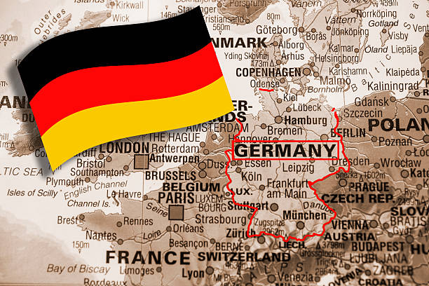 istock Nations:  Map of European countries. Focus on Germany. Flag. 517521980