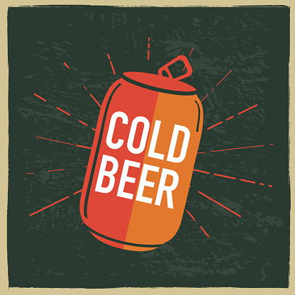 Vector illustration Cold beer can label design with text