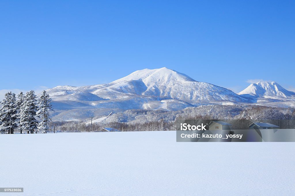 Snowfield and Niseko volcanic group I saw snowfield,Mt.Niseko Annupuri and Mt.Iwaonupuri.  Niseko Stock Photo