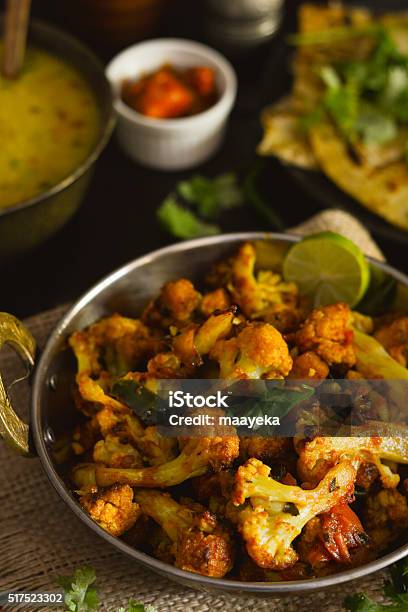 Gobhi Aloo Ki Sabzi Stock Photo - Download Image Now - Cauliflower, Curry - Meal, Stir-Fried