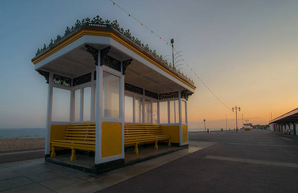 istock UK beach front shelter at sunset 517523819