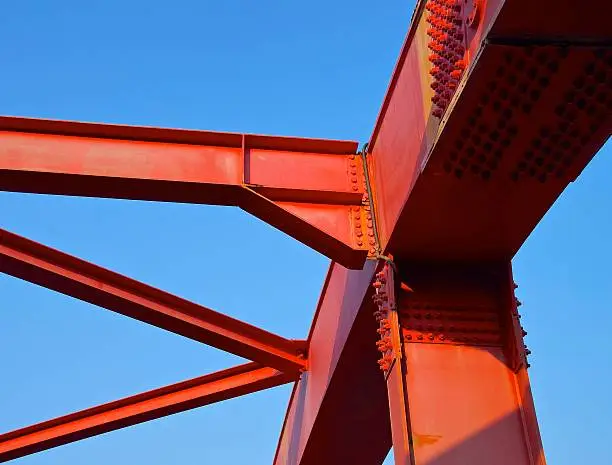 Steel construction of bridge closeup