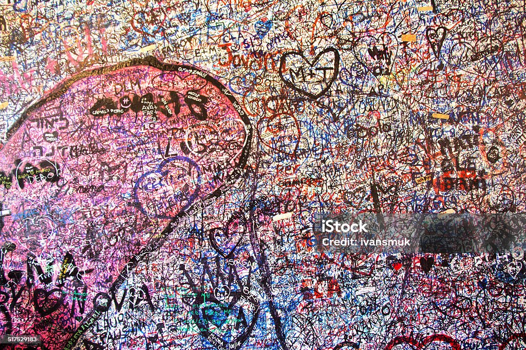 Wall full of messages in Juliet's House Part from the Wall full of messages from lovers in Juliet's House, Verona, Italy. . Passion Stock Photo