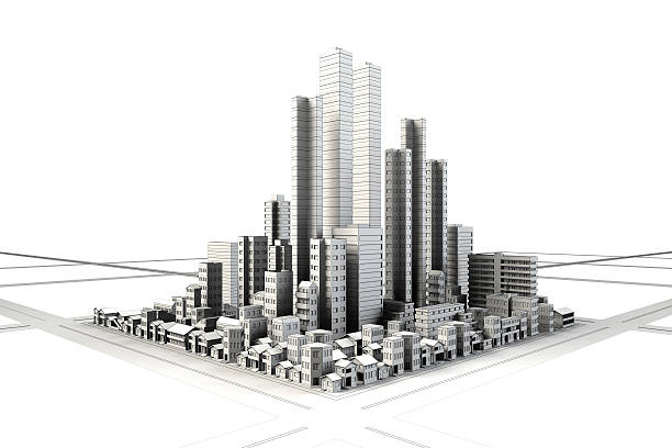 istock Line drawing of building district 517531815