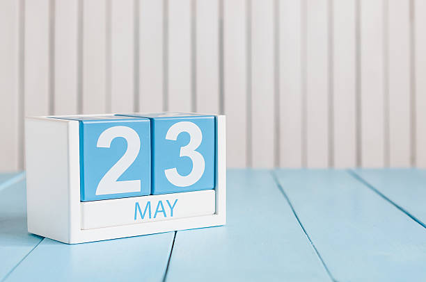 May 23rd. Image of may 23 wooden color calendar on May 23rd. Image of may 23 wooden color calendar on white background.  Spring day, empty space for text. World Turtle Day. may 24 calendar stock pictures, royalty-free photos & images