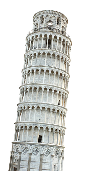 Leaning Tower of Pisa isolated over white background