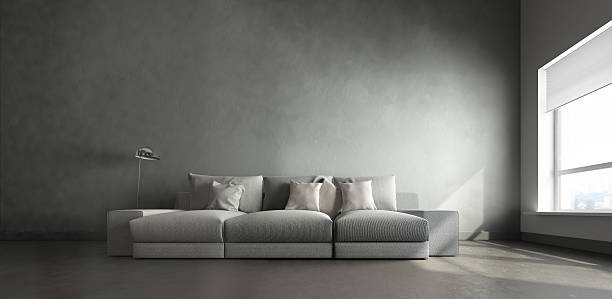 istock 3d interior of big gray room 517534471