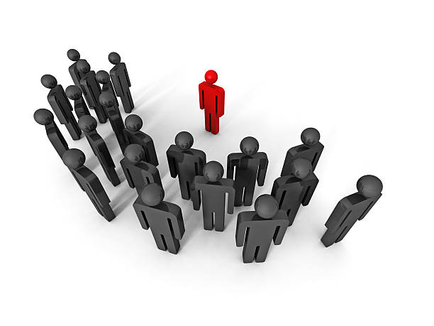 istock concept 3d leaqder man icon behind large team group 517535371