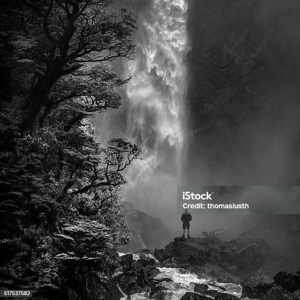 Devils Punchbowl Stock Photo - Download Image Now - Black And White, Waterfall, Landscape - Scenery