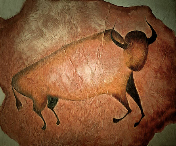 Image of the bull like cave painting - primitive art