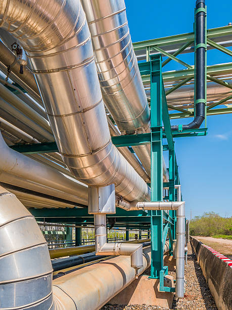 istock Chemical pipe line on steel structure 517540192