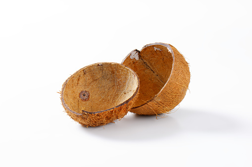 Two halves of a coconut shell