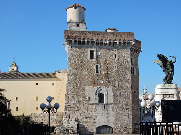 Benevento, Campania, Italy - 28 December 2015: the Fortress of Rectors and War Memorial seen from the town park