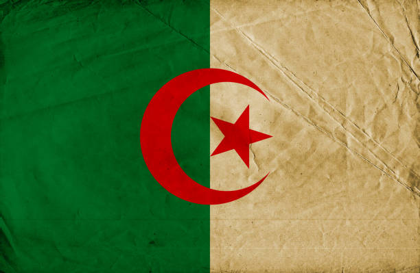 Algerian flag in grunge and vintage style.