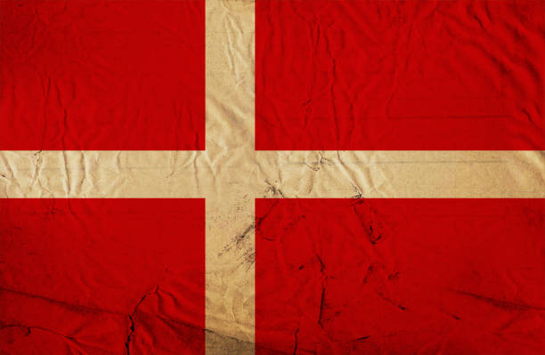 Danish flag in grunge and vintage style.