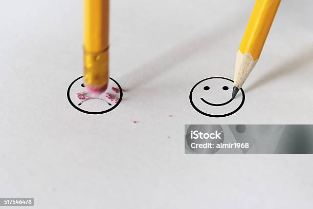 Sadness To Happiness Stock Photo - Download Image Now - Negative Emotion, Positive Emotion, Customer