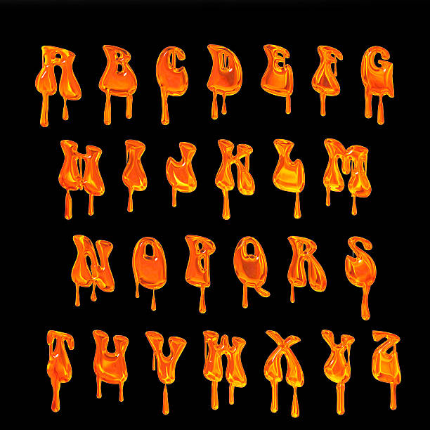 Halloween orange dripping alphabet on black background