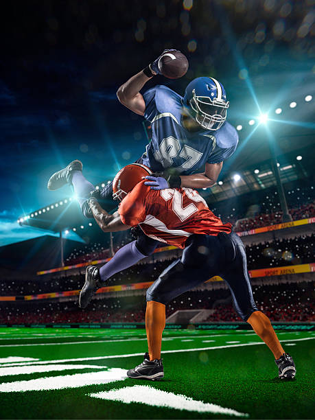 American football players in action
