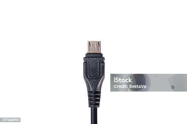 Usb Cable Plug Isolated On White Stock Photo - Download Image Now - Audio Equipment, Black Color, Building Exterior