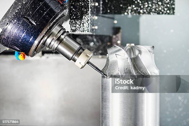 Cnc Metal Working Machining Center With Cutter Tool Stock Photo - Download Image Now