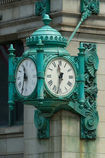 Marshall Field's Clock On State Street in Chicago, USA