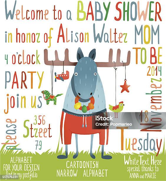 Baby Shower Invitation With Animal Stock Illustration - Download Image Now - Animal, Announcement Message, Arrival
