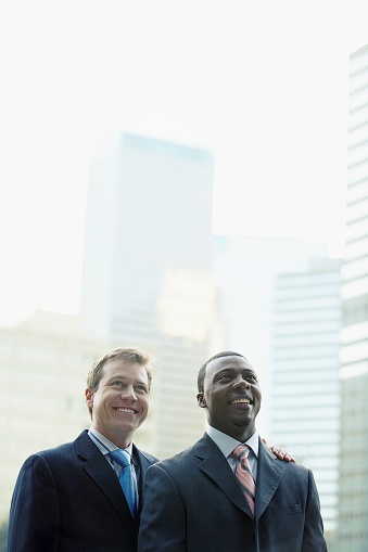 Businessmen with cityscape