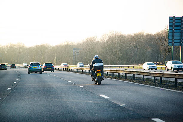 Bristol, UK - March 13, 2016: Motorway traffic on the M4, heading for the Severn Bridge