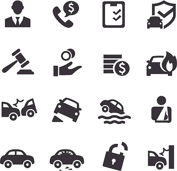 ilustrações de stock, clip art, desenhos animados e ícones de auto seguro ícones-série acme - car insurance insurance agent damaged