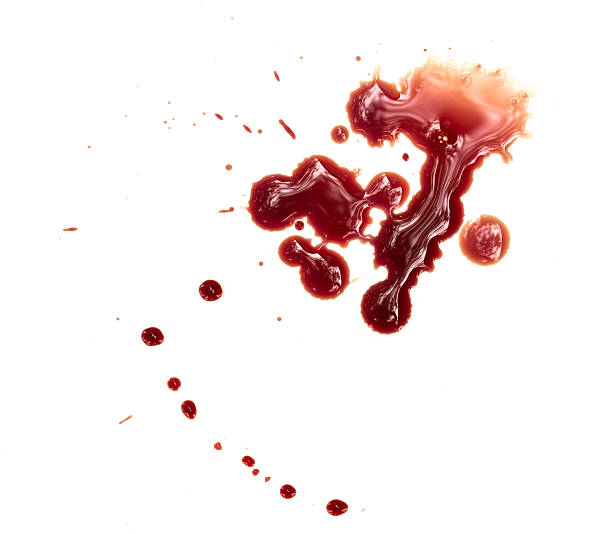 Blood stains on white background stock photo